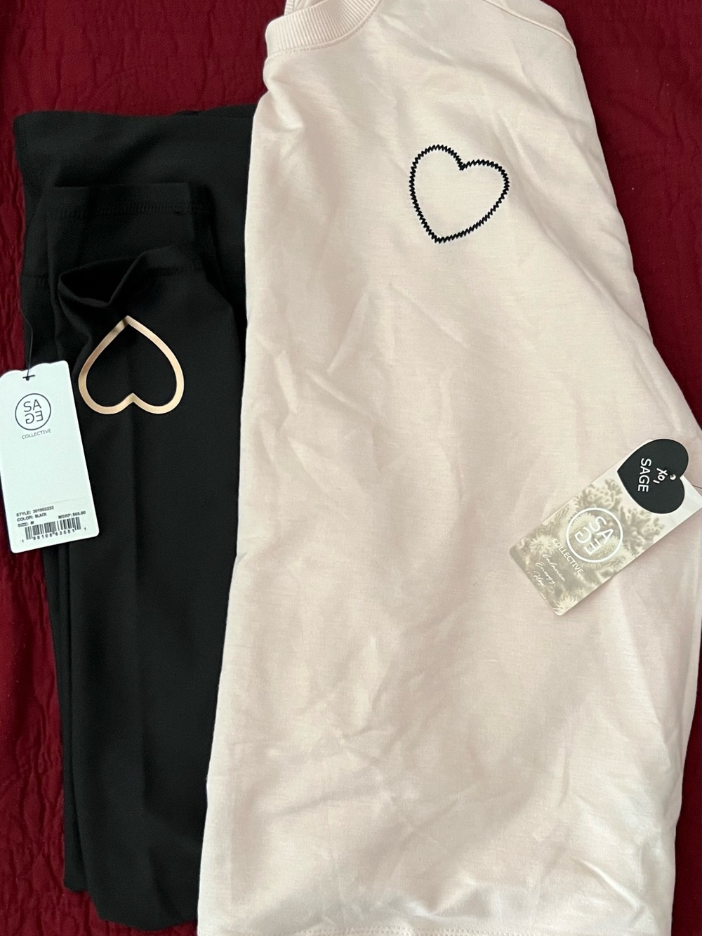 Sage Collective Heart Embroidered Lounge Set